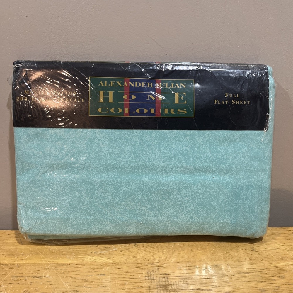 Vtg Dan River Full Flat Sheet Turquoise Julep Colours by Alexander Julian‎